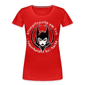 Infirmière gériatrique le jour - super-héroïne la nuit - T-shirt bio Premium Femme - rouge - Devant - Mia (176cm)