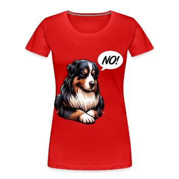 Pas de berger australien Aussie Propriétaire d’un Aussie - T-shirt bio Premium Femme - rouge - Devant - Mia (176cm)