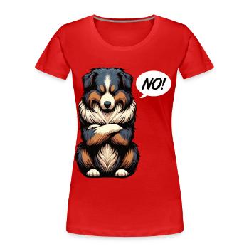 Pas de berger australien Aussie Propriétaire d’un Aussie - T-shirt bio Premium Femme - rouge - Devant - Mia (176cm)
