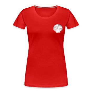 Camino - Jakobsweg - Pilgertour - Santiago - Frauen Premium Bio T-Shirt - Rot - Vorne - Mia (176cm)