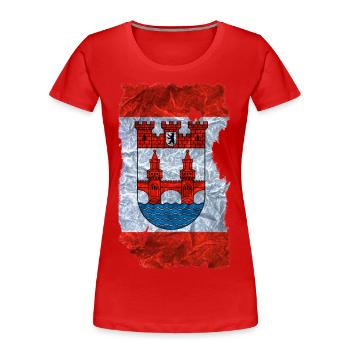 Friedrichshain Kreuzberg 2 Fahne / Flagge vintage - Frauen Premium Bio T-Shirt - Rot - Vorne - Mia (176cm)