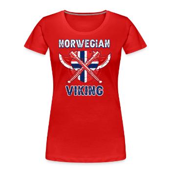 Norwegischer Wikinger - Frauen Premium Bio T-Shirt - Rot - Vorne - Mia (176cm)