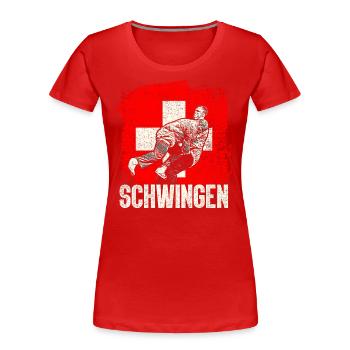 Schwingen Schweiz Sport - Frauen Premium Bio T-Shirt - Rot - Vorne - Mia (176cm)