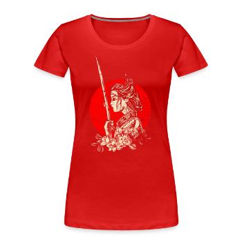 Guerrier japonais - T-shirt bio Premium Femme - rouge - Devant - Mia (176cm)