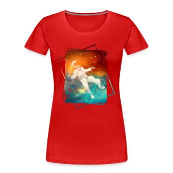 Astronaut im Weltraum - Frauen Premium Bio T-Shirt - Rot - Vorne - Mia (176cm)