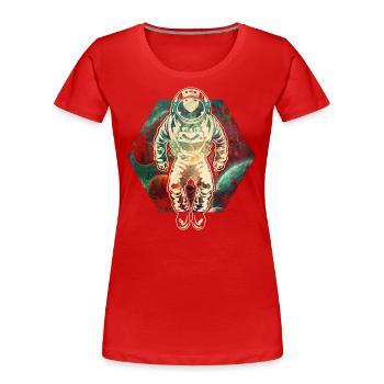 Astronaut im Weltraum - Frauen Premium Bio T-Shirt - Rot - Vorne - Mia (176cm)