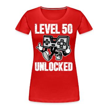 50 Birthday Level 50 Unlocked Anniversary 50 Years - Women's Premium Organic T-Shirt - red - Front - Mia (176cm)