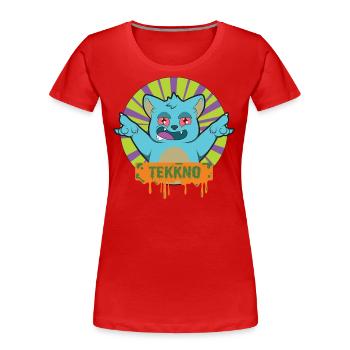 TEKKNO HARDTEKK HARD TEKK TEKKE Katze - Frauen Premium Bio T-Shirt - Rot - Vorne - Mia (176cm)