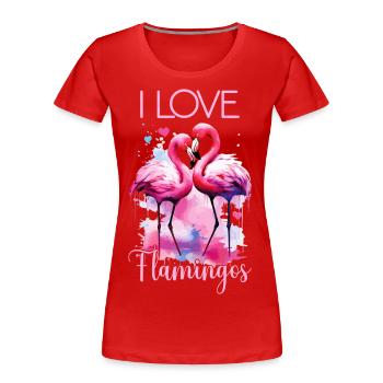 Flamingo I Love Love Couple Couple Romantic Heart - Women's Premium Organic T-Shirt - red - Front - Mia (176cm)