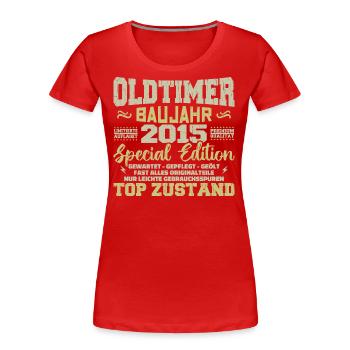 Jahrgang 2015 geboren Retro Geburtstag Vintage - Frauen Premium Bio T-Shirt - Rot - Vorne - Mia (176cm)