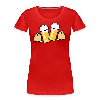 Maßkrüge Stoßen An Mit Hand! (Bier / Bierkrüge 4C) - Frauen Premium Bio T-Shirt - Rot - Vorne - Mia (176cm)