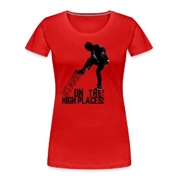 Auf der Höhe stehen (Englisch) - ps/18:34 - Frauen Premium Bio T-Shirt - Rot - Vorne - Mia (176cm)