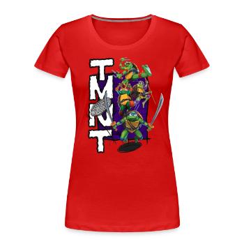 TMNT Mutant Mayhem Alle Turtles vereint - Frauen Premium Bio T-Shirt - Rot - Vorne - Mia (176cm)