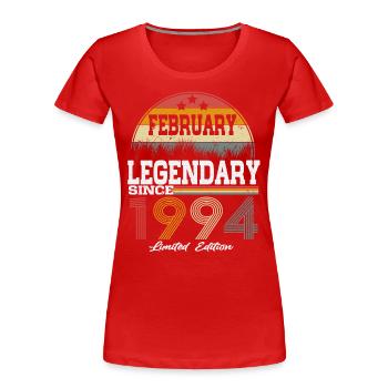 Legenden wurden im Februar 1994 geboren - Frauen Premium Bio T-Shirt - Rot - Vorne - Mia (176cm)