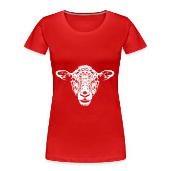 Weißes Schaf / Portrait / Kopf - Frauen Premium Bio T-Shirt - Rot - Vorne - Mia (176cm)