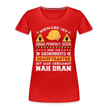 Safety Manager Sicherheitsbeauftragter - Frauen Premium Bio T-Shirt - Rot - Vorne - Mia (176cm)