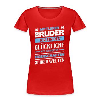 Mittelkind Sandwichkind Mittlerer Bruder - Frauen Premium Bio T-Shirt - Rot - Vorne - Mia (176cm)