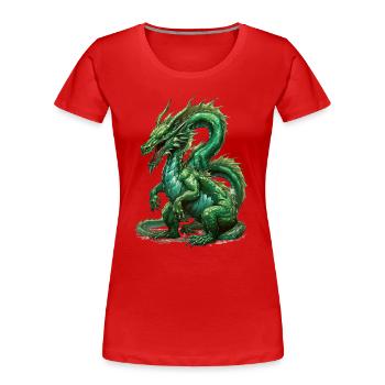 Grüner Drache - Frauen Premium Bio T-Shirt - Rot - Vorne - Mia (176cm)