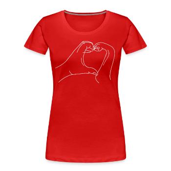 Hand mit Pfote - Frauen Premium Bio T-Shirt - Rot - Vorne - Mia (176cm)