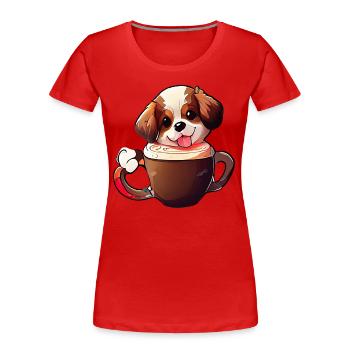Zeige deine Liebe zu Hunden und Kaffee - Frauen Premium Bio T-Shirt - Rot - Vorne - Mia (176cm)