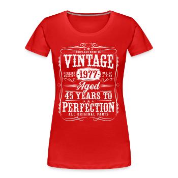 45 birthday vintage born in 1977 - Women's Premium Organic T-Shirt - red - Front - Mia (176cm)