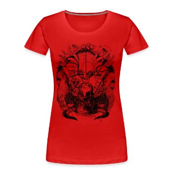 Uranus im Stier - schwarz auf weiß - Frauen Premium Bio T-Shirt - Rot - Vorne - Mia (176cm)