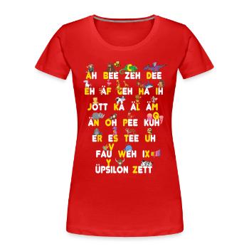 ABC Tiere Dinge - Frauen Premium Bio T-Shirt - Rot - Vorne - Mia (176cm)