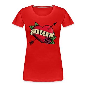 Coeur Tatouage Liebe - T-shirt bio Premium Femme - rouge - Devant - Mia (176cm)