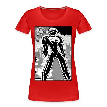 Robot Comic Future Cyborg Machine Technology - T-shirt bio Premium Femme - rouge - Devant - Mia (176cm)