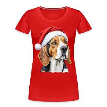 Chien beagle de Noël - T-shirt bio Premium Femme - rouge - Devant - Mia (176cm)