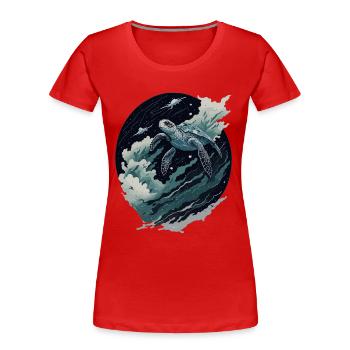Voyage de rêve fantastique des tortues - T-shirt bio Premium Femme - rouge - Devant - Mia (176cm)