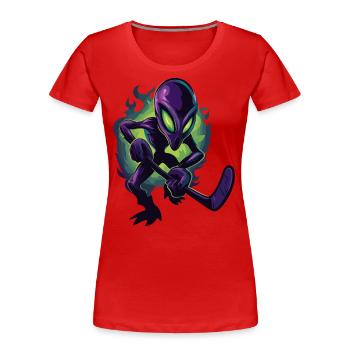 Alien Hockey Player – Sci-Fi Sports Crossover Art - Women's Premium Organic T-Shirt - red - Front - Mia (176cm)