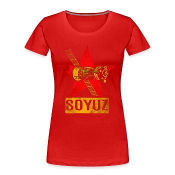 Sojus Raumschiff Sowjetunion - Frauen Premium Bio T-Shirt - Rot - Vorne - Mia (176cm)