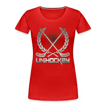 Unihockey - Frauen Premium Bio T-Shirt - Rot - Vorne - Mia (176cm)