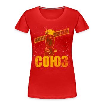 Sowjetisches Sojus Raumschiff - Frauen Premium Bio T-Shirt - Rot - Vorne - Mia (176cm)