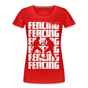 Klassisches Fechten Skizze - Frauen Premium Bio T-Shirt - Rot - Vorne - Mia (176cm)