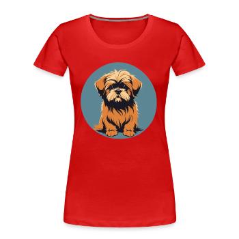 Lhasa apso Hundeporträt Bild - Frauen Premium Bio T-Shirt - Rot - Vorne - Mia (176cm)