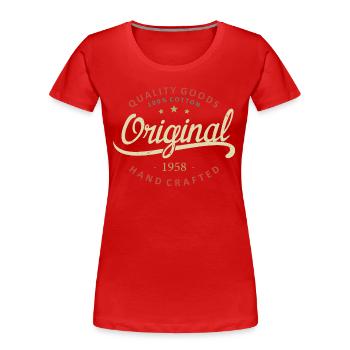 Original 1958 Birthday Gift 1958 - Women's Premium Organic T-Shirt - red - Front - Mia (176cm)