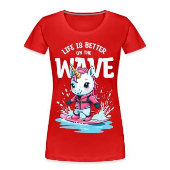 Wakeboard Unicorn - Women's Premium Organic T-Shirt - red - Front - Mia (176cm)