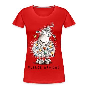 Fleece Navidad Weihnachtsschaf Cartoon Schaf - Frauen Premium Bio T-Shirt - Rot - Vorne - Mia (176cm)