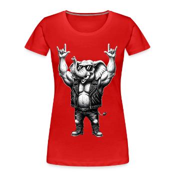 Rocker Elephant Metal Heavy Metal Hardrock Design - Women's Premium Organic T-Shirt - red - Front - Mia (176cm)