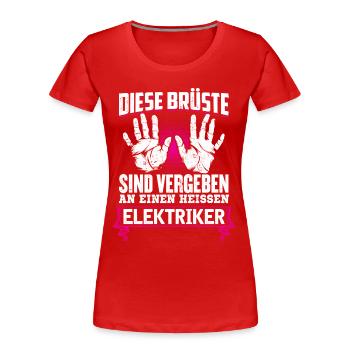 ELEKTRIKER - Brüste - Frauen Premium Bio T-Shirt - Rot - Vorne - Mia (176cm)