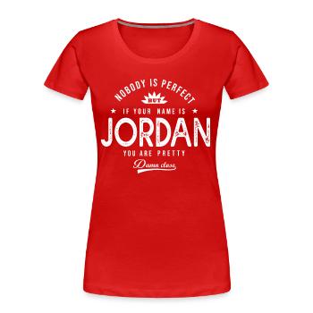 Jordan cadeau shirt personnalisé prénom jordan - T-shirt bio Premium Femme - rouge - Devant - Mia (176cm)