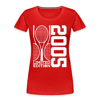 LIMITED EDITION 2005 TENNIS 21ST BIRTHDAY - Women's Premium Organic T-Shirt - red - Front - Mia (176cm)