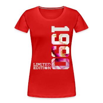 36TH BIRTHDAY 36 YEARS LIMITED EDITION 1990 - Women's Premium Organic T-Shirt - red - Front - Mia (176cm)