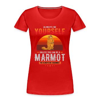 marmot, marmot groundhog, groundhog day, - Women's Premium Organic T-Shirt - red - Front - Mia (176cm)
