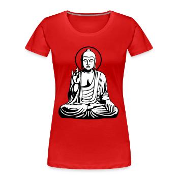Young Buddha No.1_2c - Frauen Premium Bio T-Shirt - Rot - Vorne - Mia (176cm)
