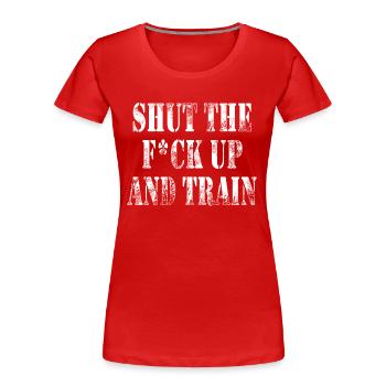 Fitness Gym Workout Body Building Geschenk - Frauen Premium Bio T-Shirt - Rot - Vorne - Mia (176cm)