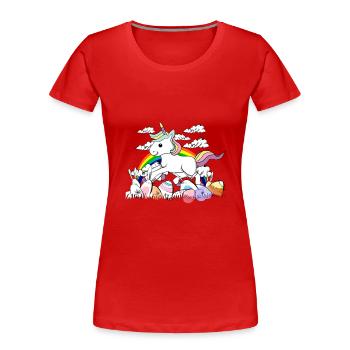 oeufs de Pâques Unicorn - T-shirt bio Premium Femme - rouge - Devant - Mia (176cm)