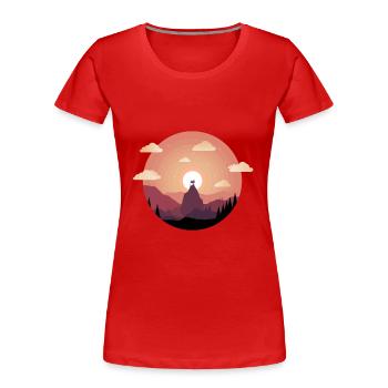 Abstraktes Landschafts Design - Frauen Premium Bio T-Shirt - Rot - Vorne - Mia (176cm)